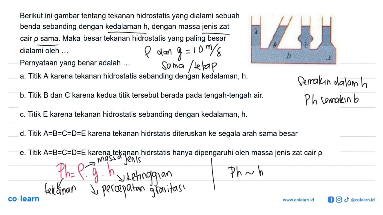 Berikut ini gambar tentang tekanan hidrostatis yang dialami