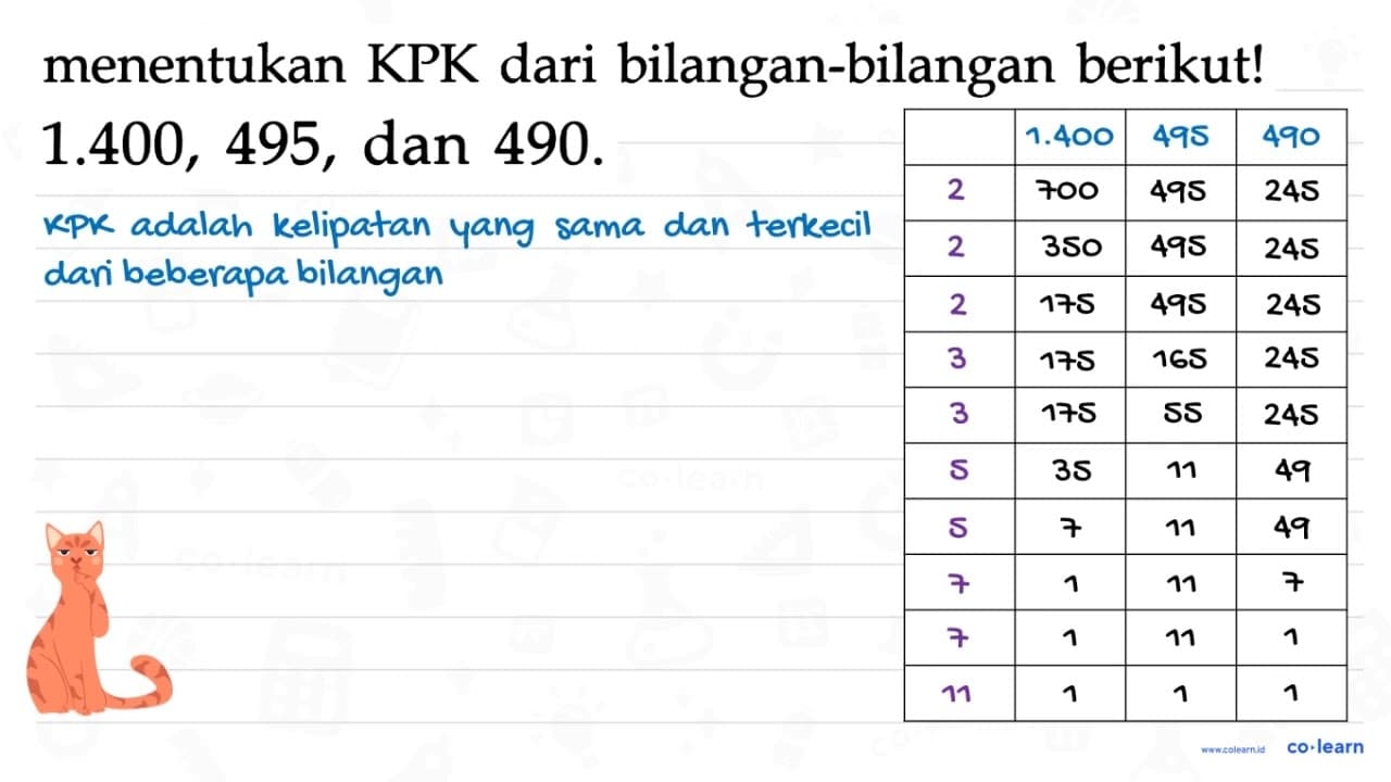 1.400, 495, dan 490