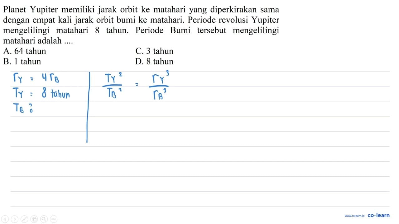 Planet Yupiter memiliki jarak orbit ke matahari yang