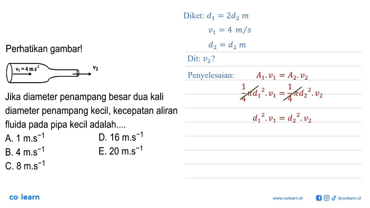 Perhatikan gambar!Jika diameter penampang besar dua kali