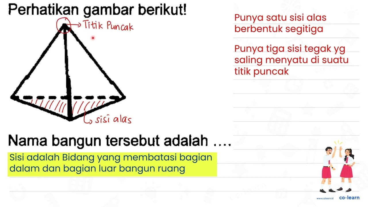 Perhatikan gambar berikut! Nama bangun tersebut adalah