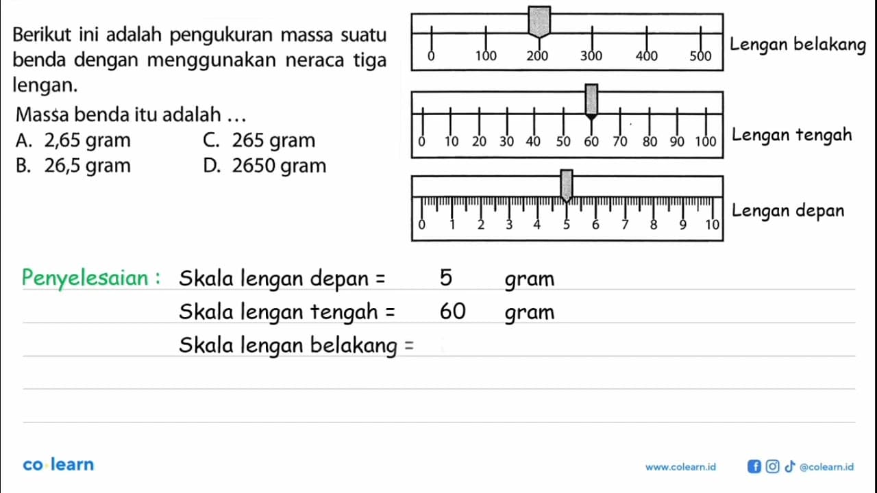 Berikut ini adalah pengukuran massa suatu benda dengan