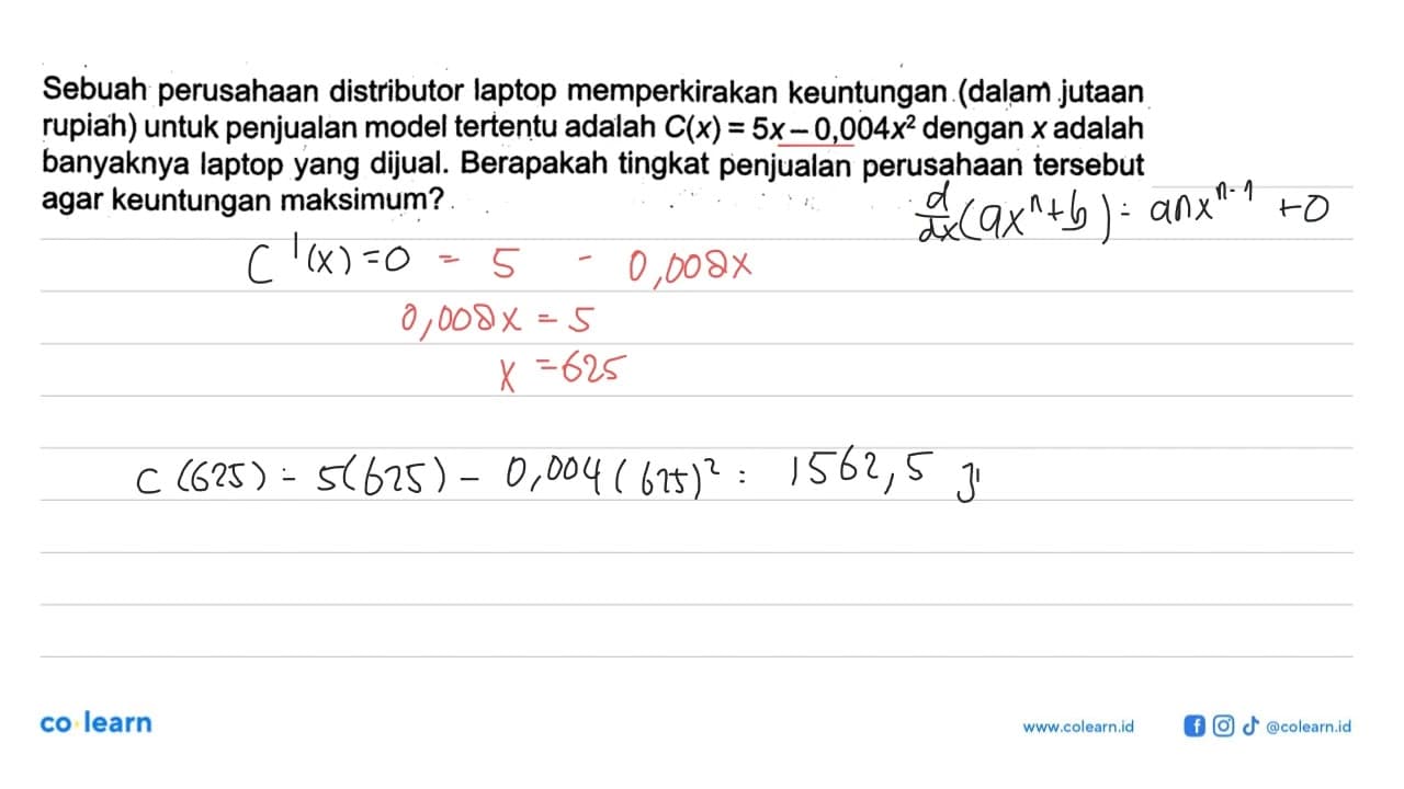 Sebuah perusahaan distributor laptop memperkirakan