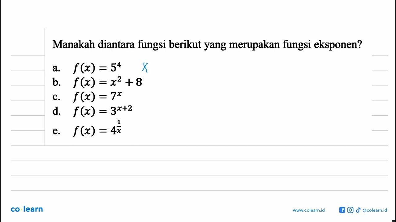 Manakah diantara fungsi berikut yang merupakan fungsi