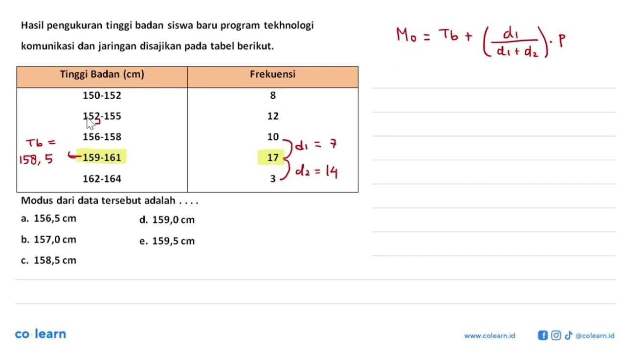 Hasil pengukuran tinggi badan siswa baru program tekhnologi