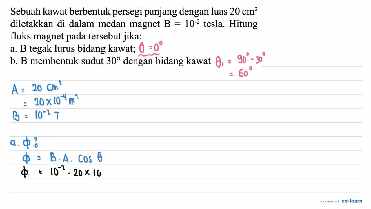 Sebuah kawat berbentuk persegi panjang dengan luas 20