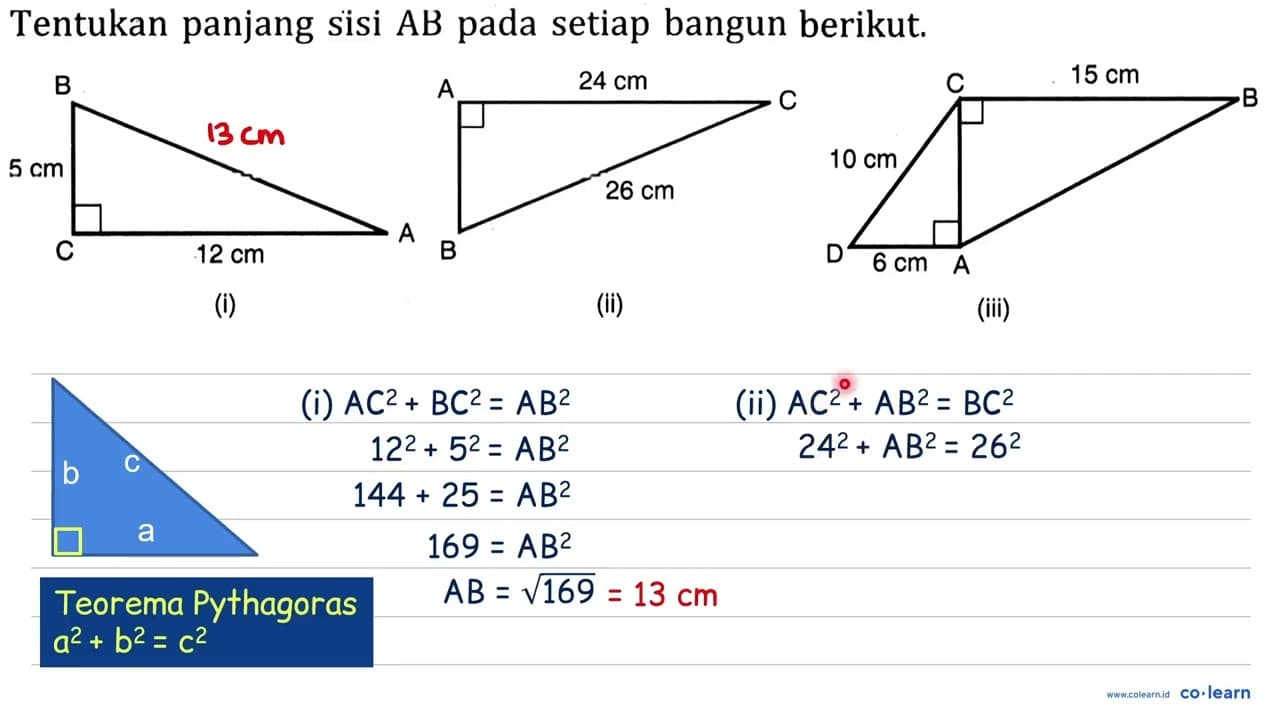 Tentukan panjang sïsi AB pada setiap bangun berikut. (i) A