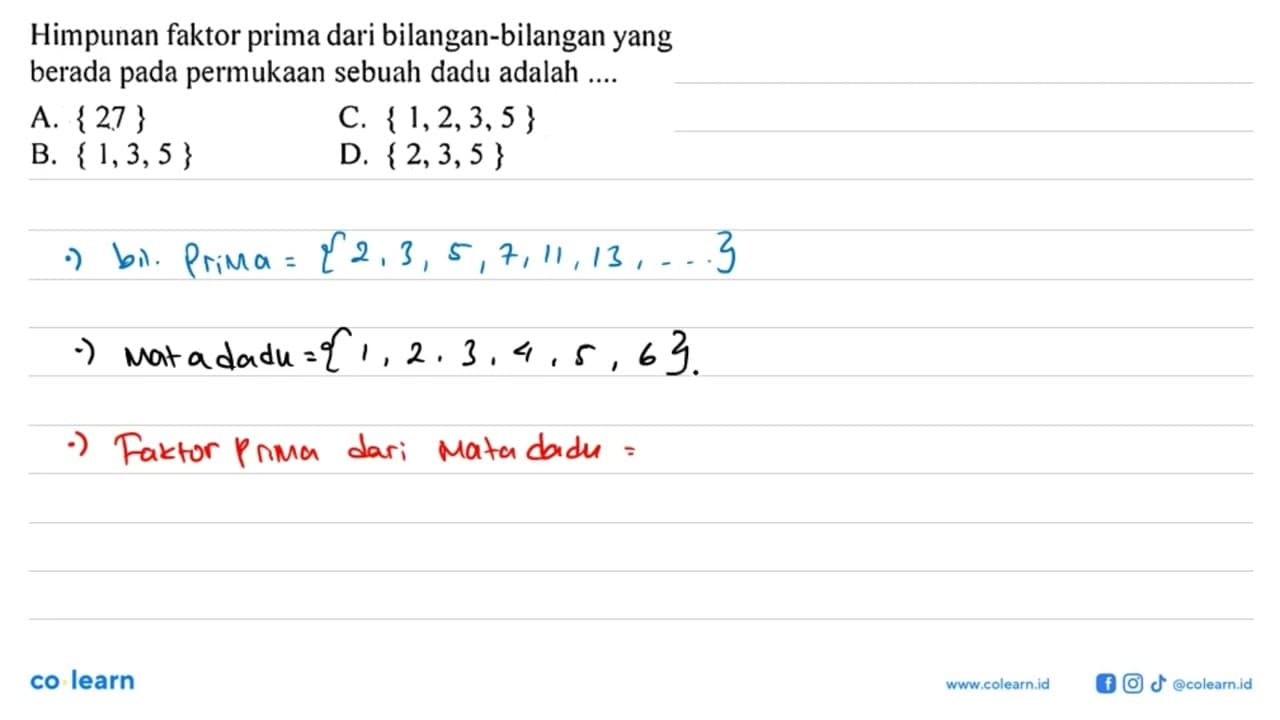 Himpunan faktor prima dari bilangan-bilangan yang berada