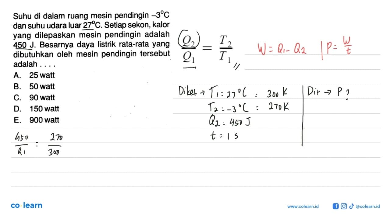 Suhu di dalam ruang mesin pendingin -3 C dan suhu udara