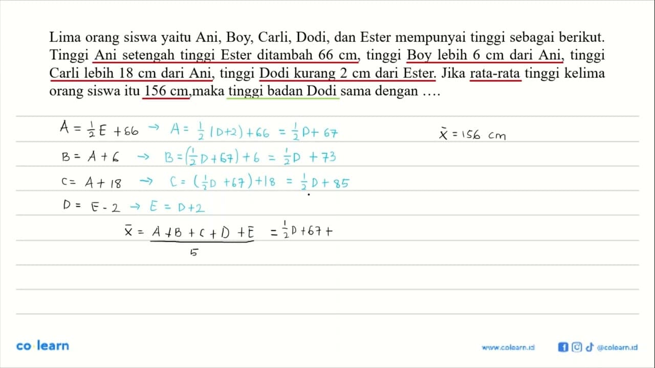 Lima orang siswa yaitu Ani, Boy, Carli, Dodi, dan Ester