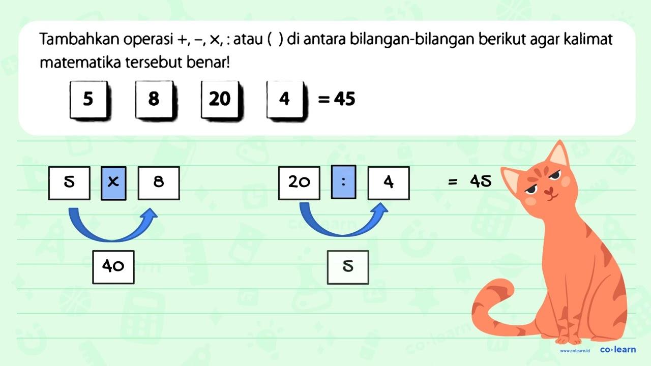 Tambahkan operasi +, ~X,.atau ( ) di antara