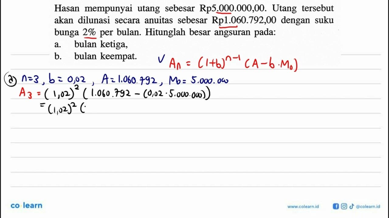 Hasan mempunyai utang sebesar Rp5.000.000,00. Utang