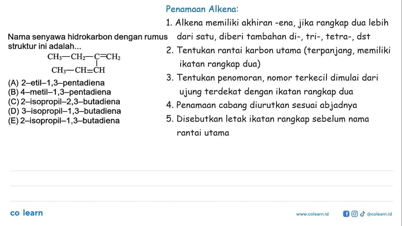 Nama senyawa hidrokarbon dengan rumus struktur ini