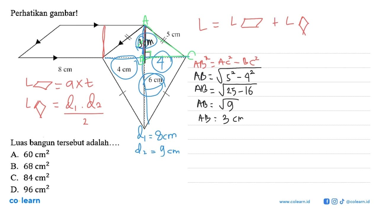 Perhatikan gambar!5 cm 8 cm 4 cm 6 cmLuas bangun tersebut