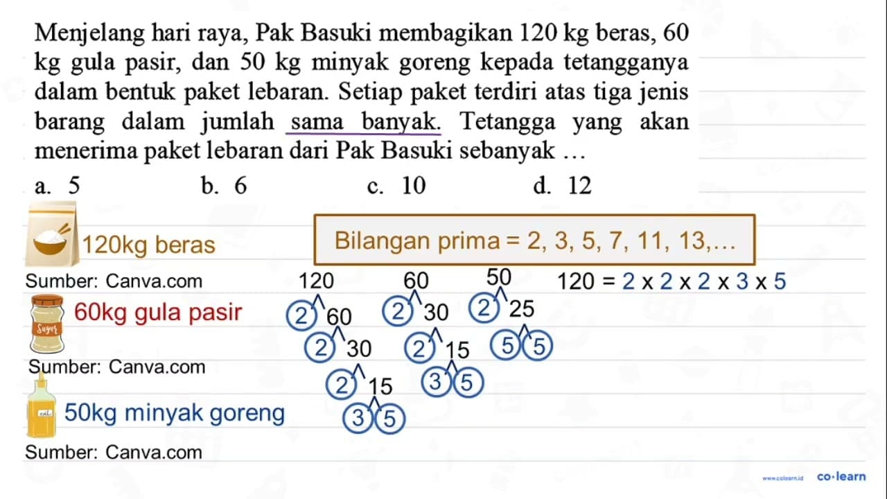 Menjelang hari raya, Pak Basuki membagikan 120 kg beras, 60