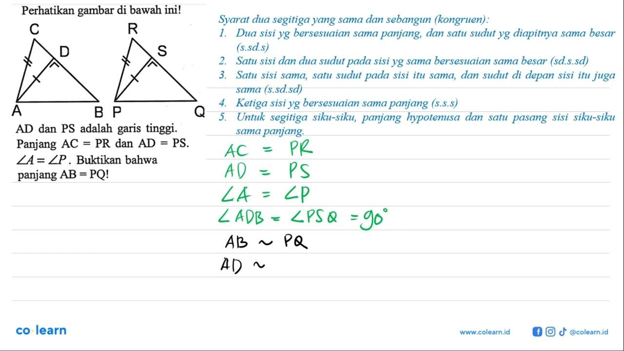 Perhatikan gambar di bawah ini!C DA BR S P QAD dan PS