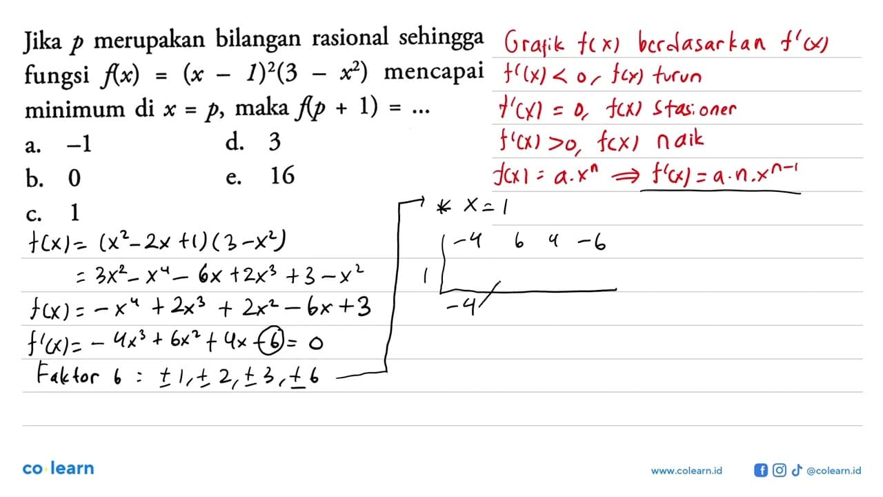 Jika p merupakan bilangan rasional sehingga fungsi