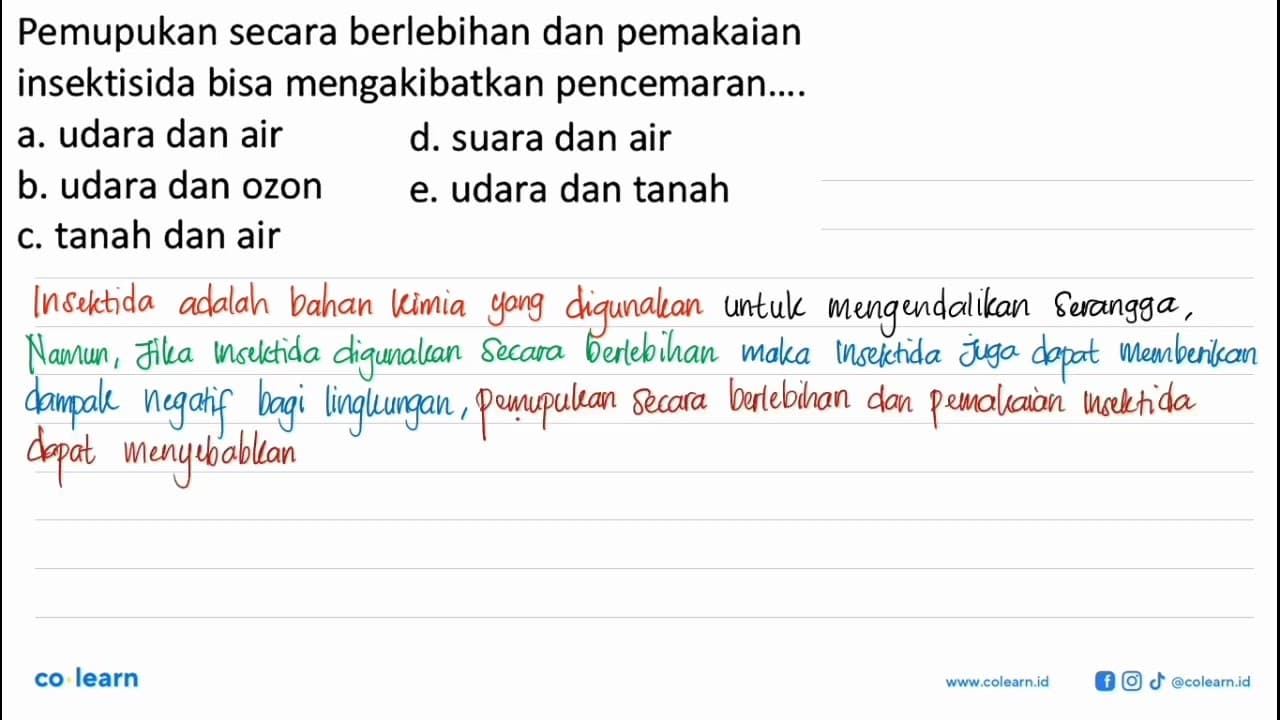 Pemupukan secara berlebihan dan pemakaian insektisida bisa