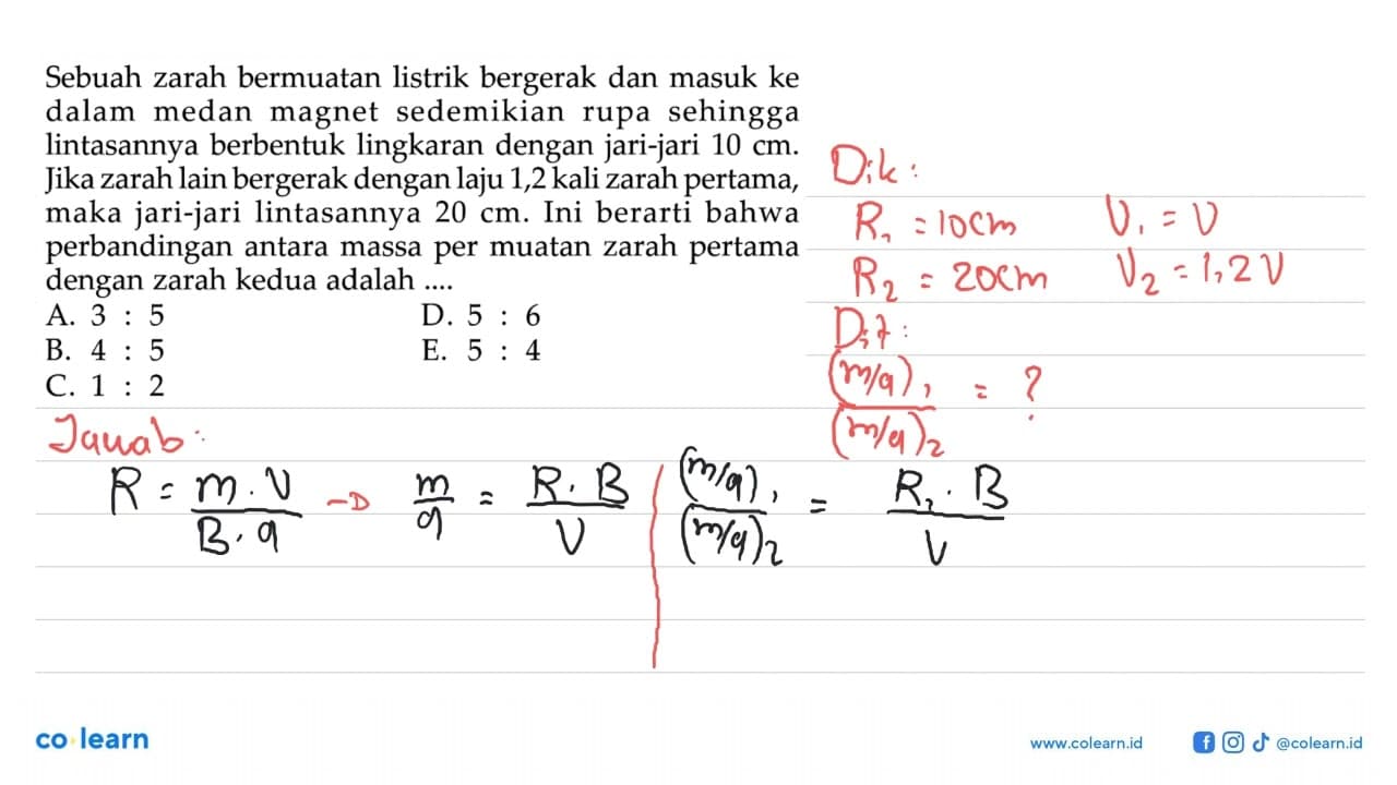 Sebuah zarah bermuatan listrik bergerak dan masuk ke dalam