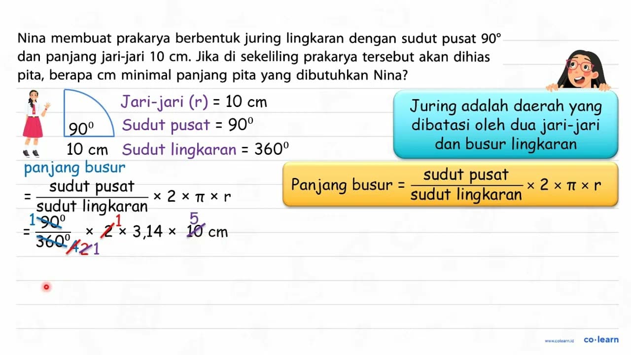 Nina membuat prakarya berbentuk juring lingkaran dengan