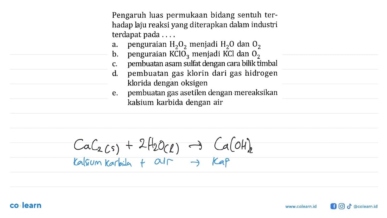 Pengaruh luas permukaan bidang sentuh terhadap laju reaksi