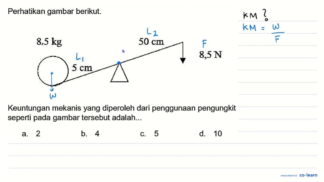 Perhatikan gambar berikut. Keuntungan mekanis yang