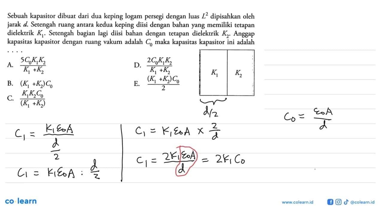 Sebuah kapasitor dibuat dari dua keping logam persegi