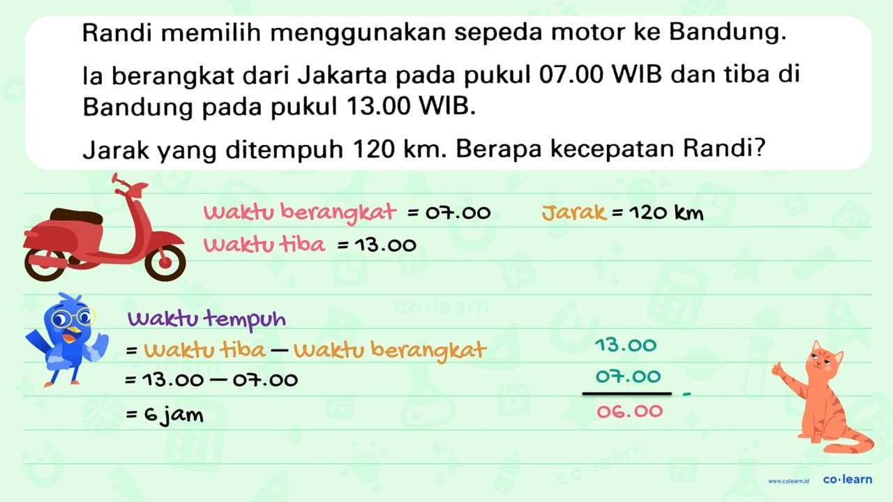 Randi memilih menggunakan sepeda motor ke Bandung. la