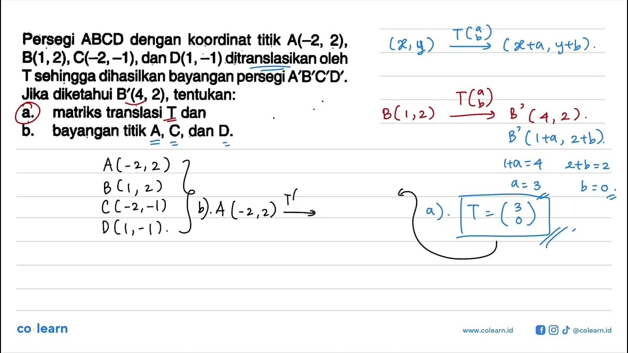 Persegi ABCD dengan koordinat titik A(-2,2),