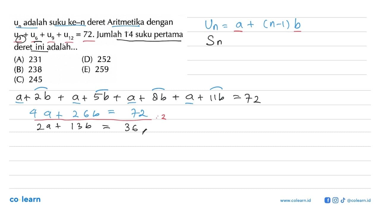 un adalah suku ke-n deret Aritmetika dengan