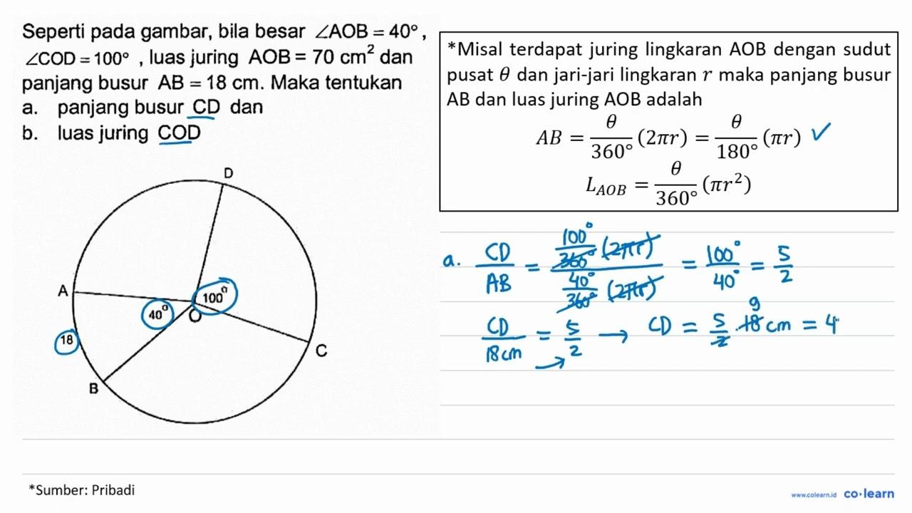 Seperti pada gambar, bila besar sudut AOB=40, sudut