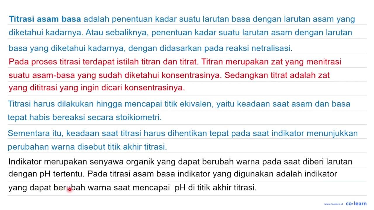 Alat apa saja yang diperlukan untuk proses titrasi