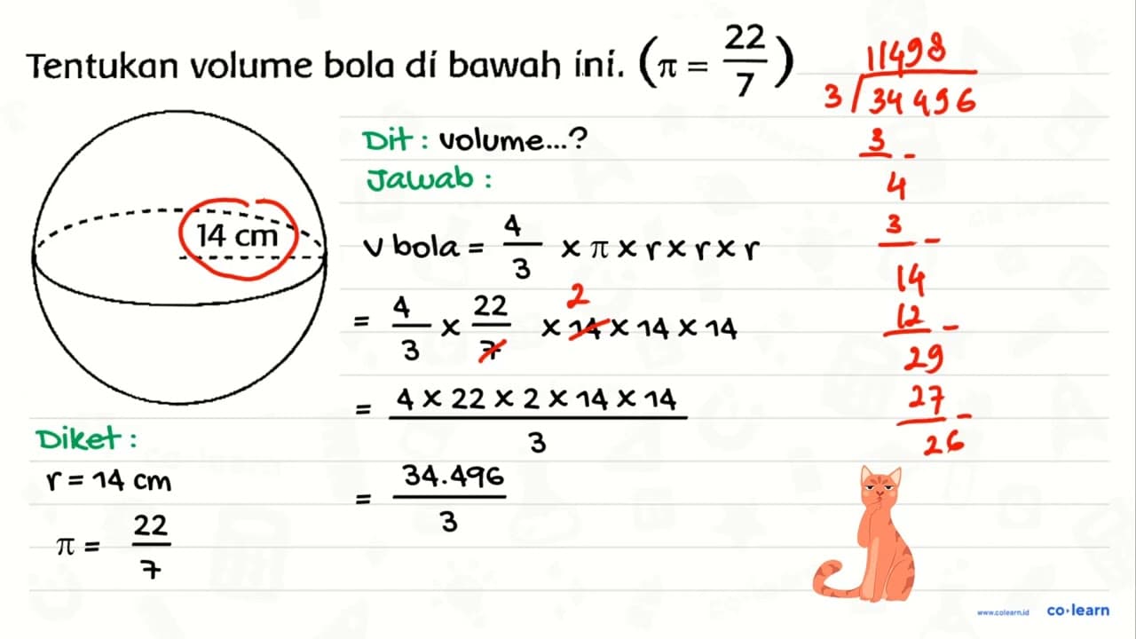 Tentukan volume bola di bawah ini. (pi=(22)/(7))