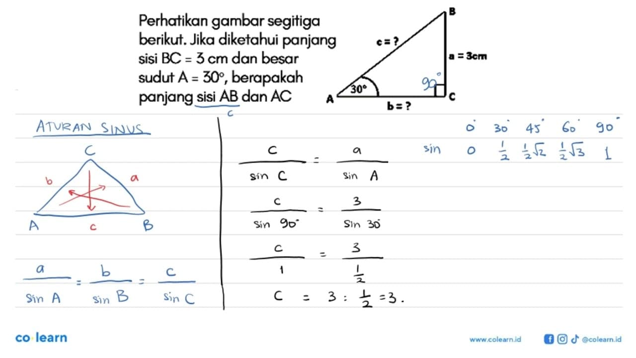 Perhatikan gambar segitigaberikut. Jika diketahui