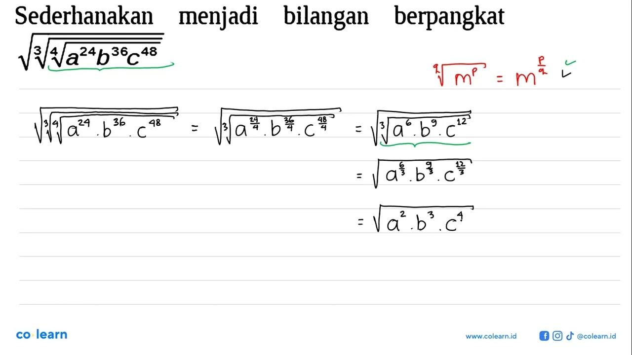 Sederhanakan menjadi bilangan berpangkat akar(((a^24 b^36