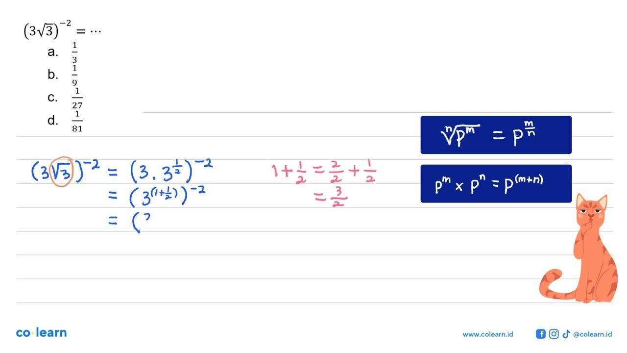 (3 akar(3))^(-2) = ...