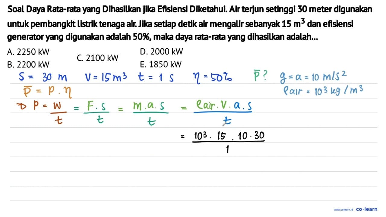 Soal Daya Rata-rata yang Dihasilkan jika Efisiensi