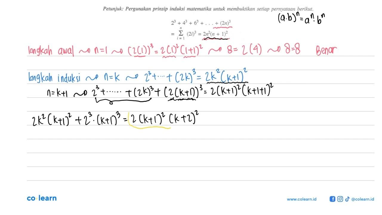 Petunjuk: Pergunakan prinsip induksi matematika untuk