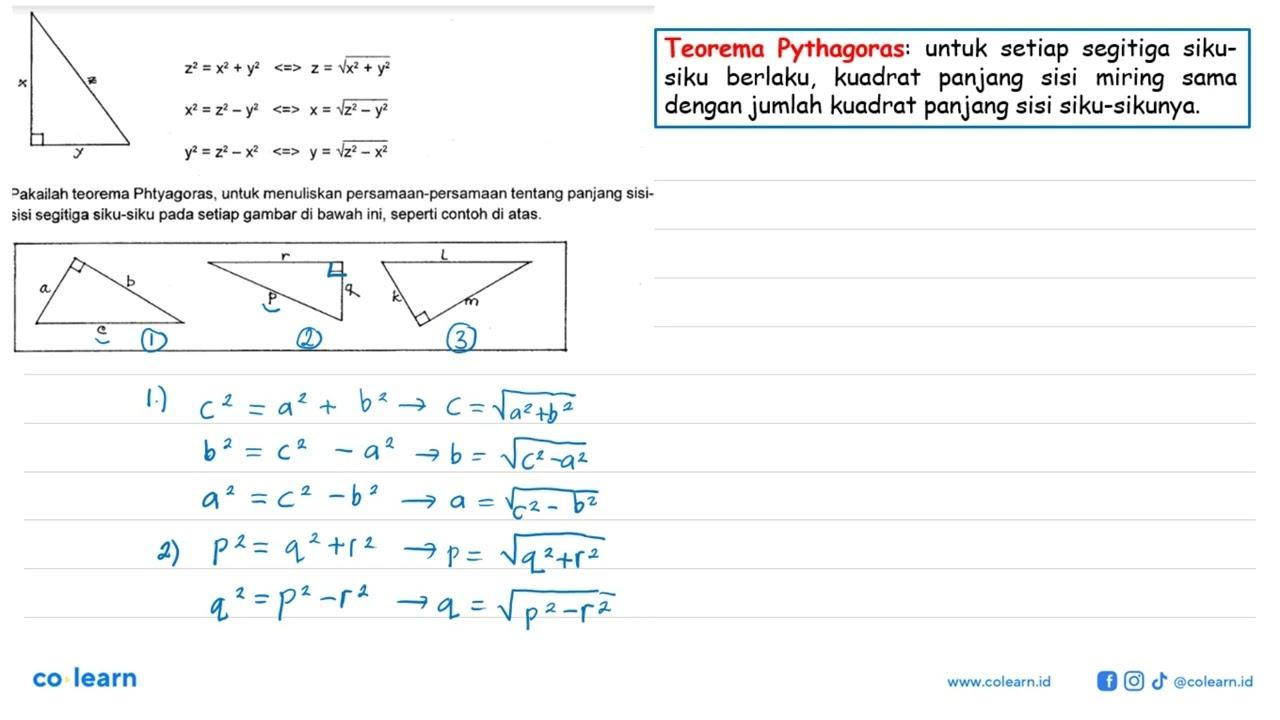 z^2=x^2+y^2 <=> z=akar(x^2+y^2) x^2=z^2-y^2 <=>