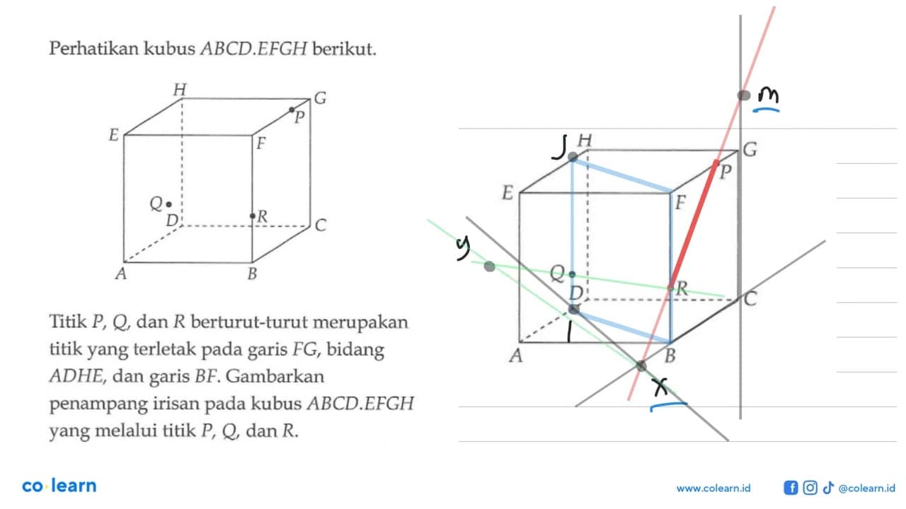 Perhatikan kubus ABCD.EFGH berikut. H G E F Q D R C A B