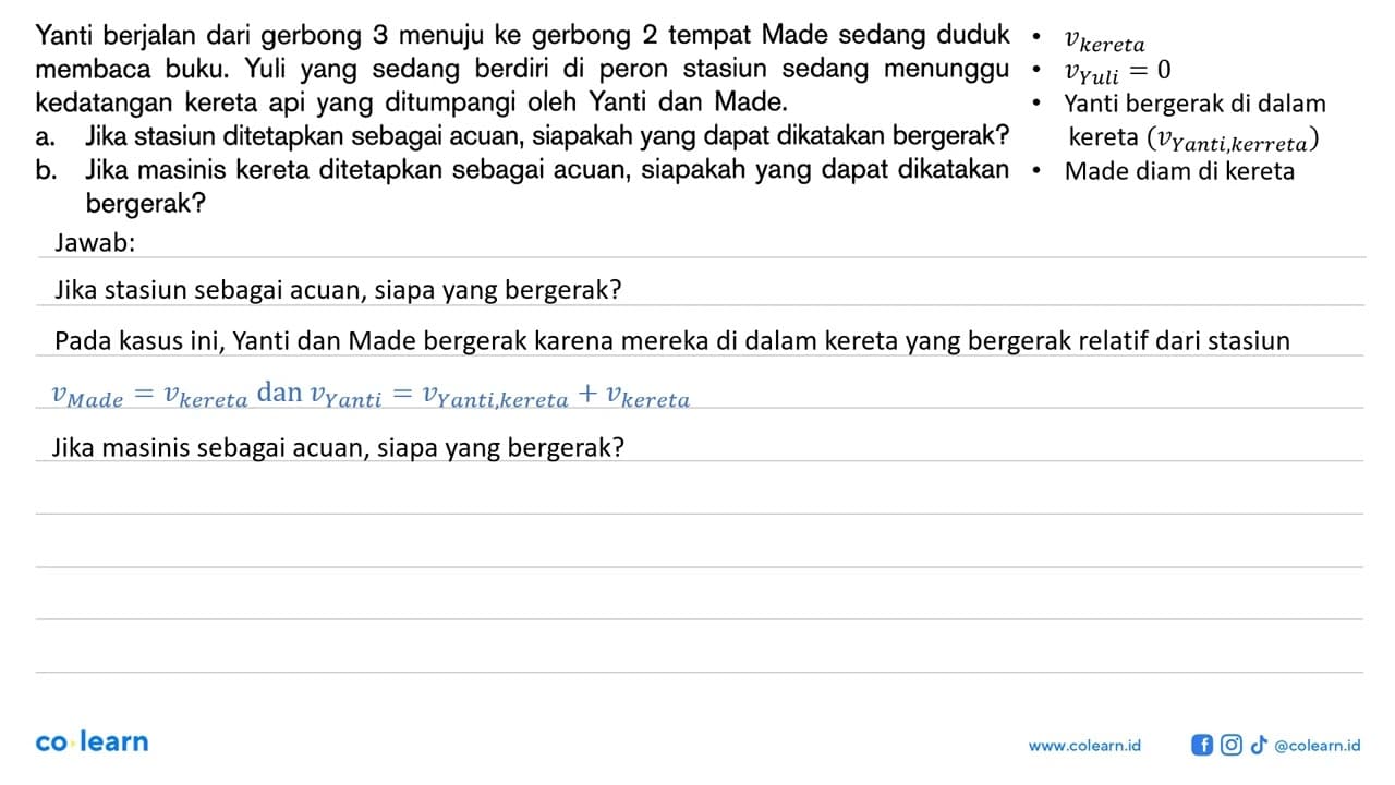 Yanti berjalan dari gerbong 3 menuju ke gerbong 2 tempat