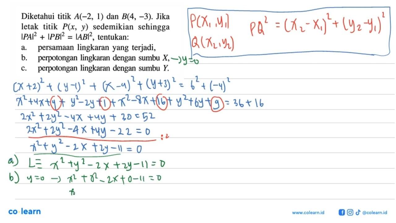 Diketahui titik A(-2,1) dan B(4,-3). Jika letak titik P(x,