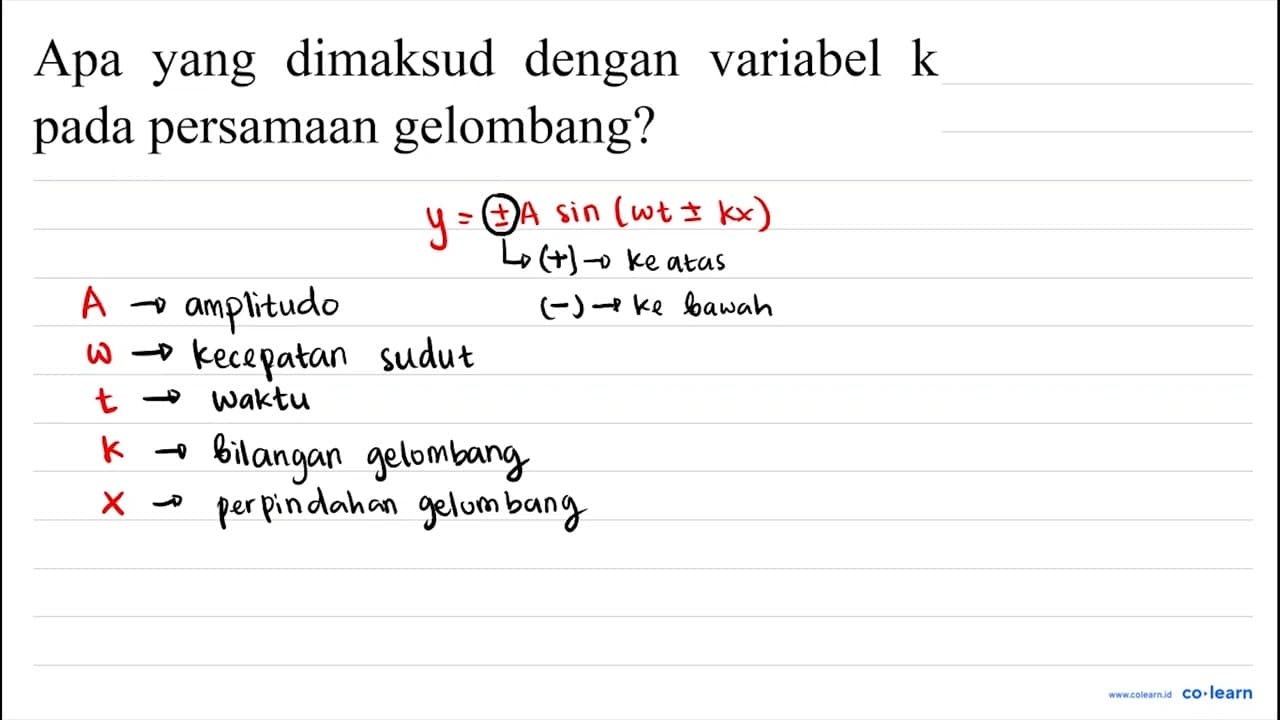 Apa yang dimaksud dengan variabel k pada persamaan