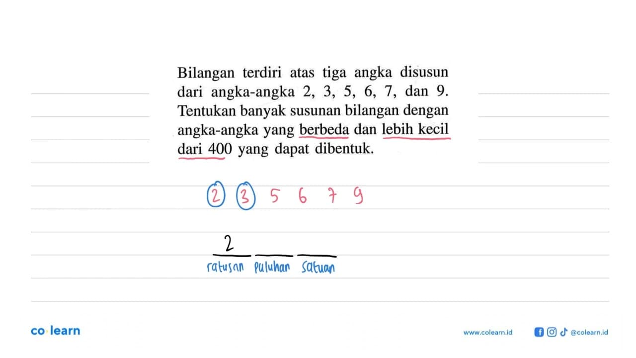 Bilangan terdiri atas tiga angka disusun dari angka-angka