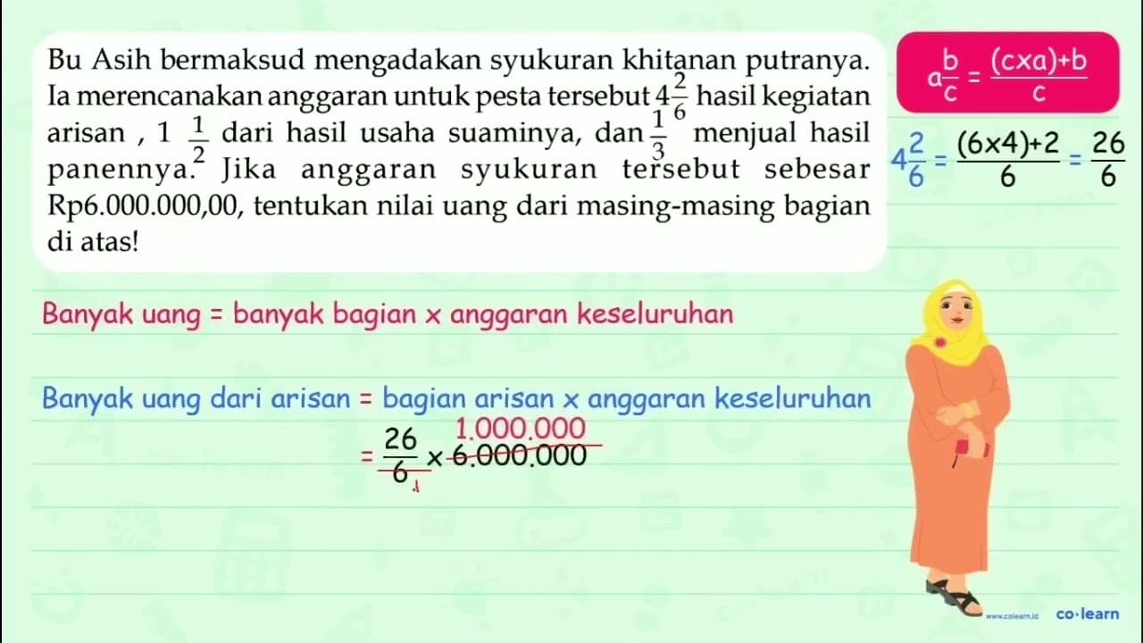 Bu Asih bermaksud mengadakan syukuran khitanan putranya. Ia