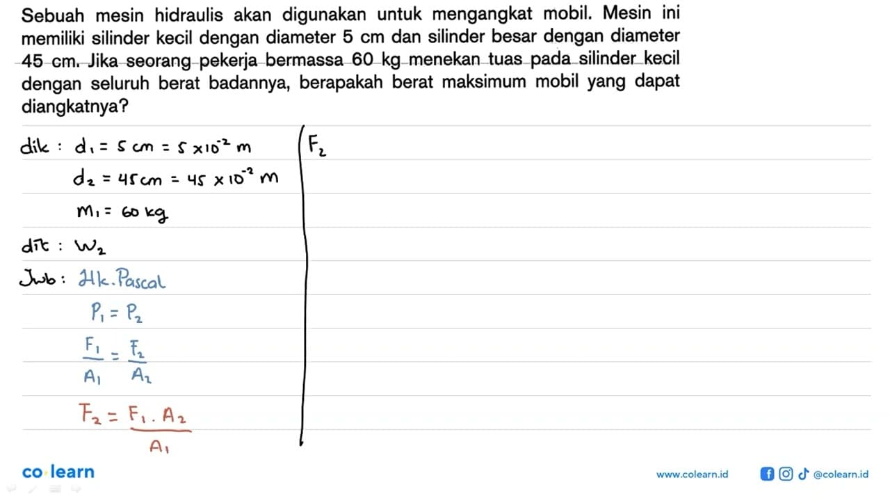 Sebuah mesin hidraulis akan digunakan untuk mengangkat