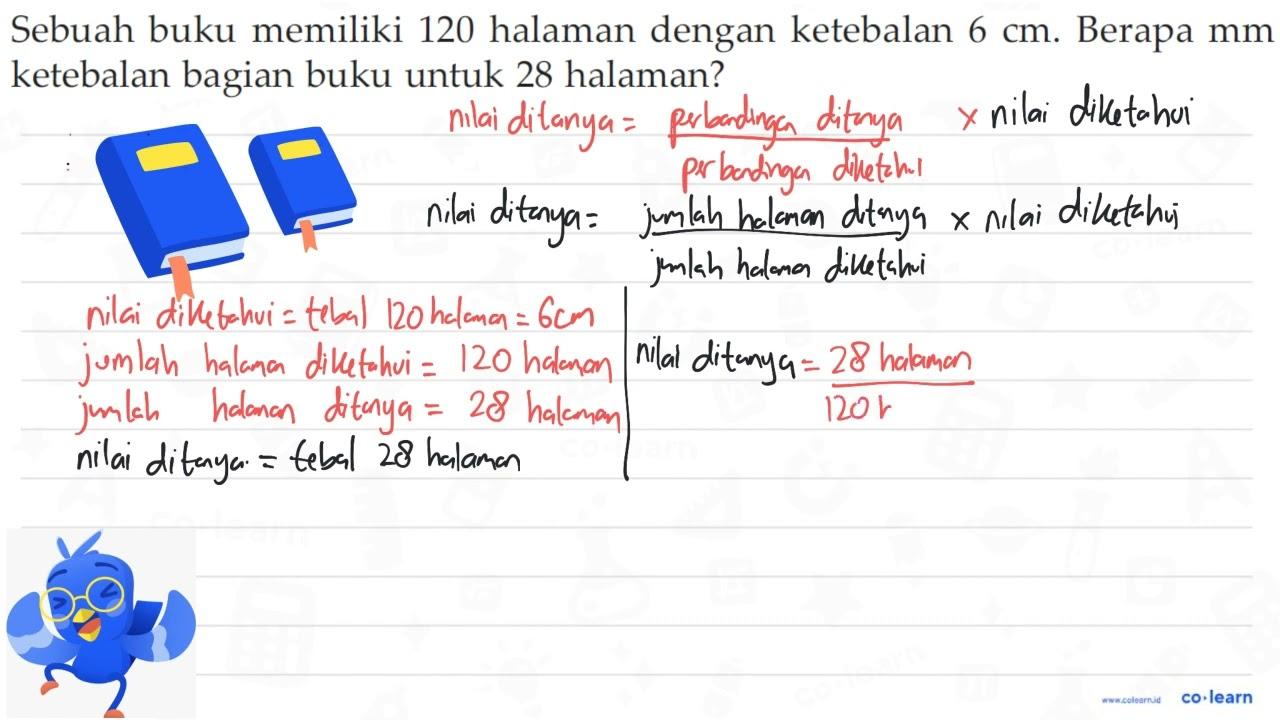 Sebuah buku memiliki 120 halaman dengan ketebalan 6 cm.