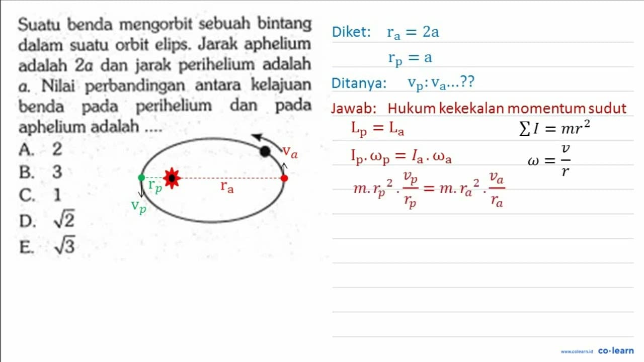 Suatu benda mengorbit sebuah bintang dalam suatu orbit