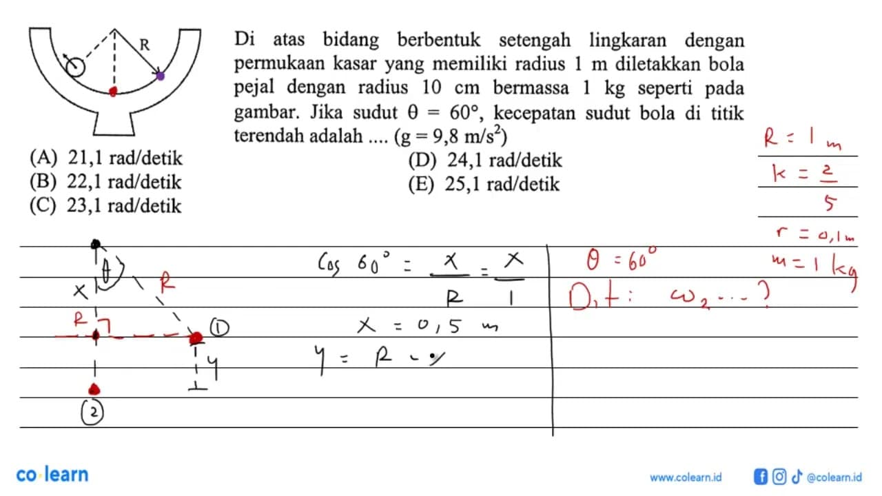 R Di atas bidang berbentuk setengah lingkaran dengan