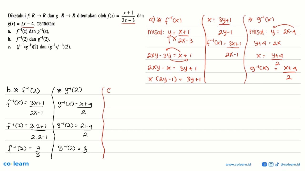 Diketahui f: R -> R dan g: R -> R ditentukan oleh